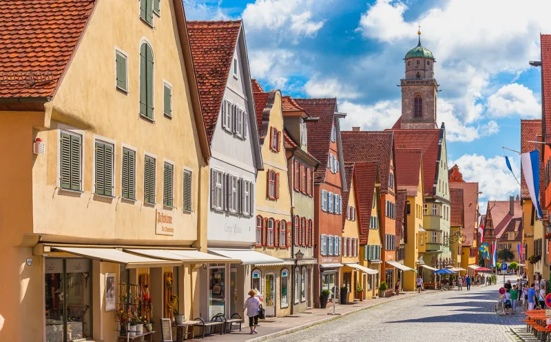 Dinkelsbuehl old town with a view of St. George's Cathedral