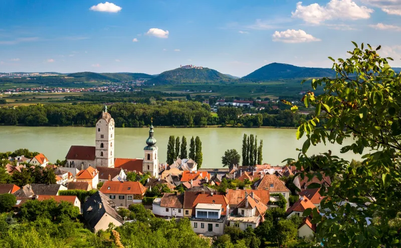 View of Krems, Danube, hinterland