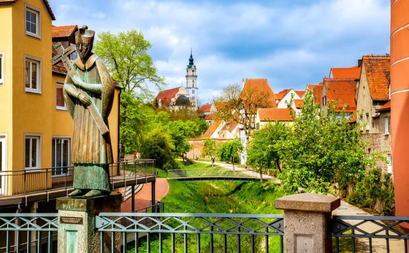 Donauwörth, Wörnitz, Church of the Holy Cross, St. Nepomuk statue